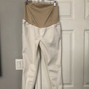 Maternity Crossover Panel Skinny Jeans White
